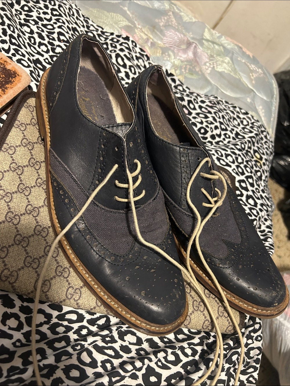 Original Penguin Navy and Tan Wingtip Oxfords